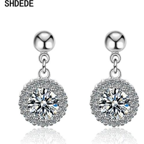 SHDEDE Round Drop Dangle Earrings For Women Embellished With Crystals From Swarovski Fashion Jewelry Anniversary Gift -X489