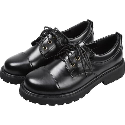 Womens Round Toe Oxfords Dress Shoes Female Lace Up Solid Oxford Dress Shoes