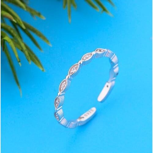 925 Sterling Silver Adjustable Round Faceted Evil Eye Finger Link Chain Ring For Women Engagement Wedding Wholesale Joyas 2021