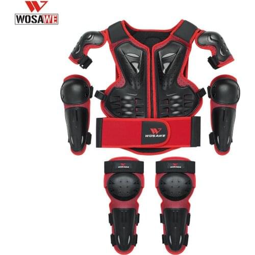 WOSAWE 5-14 years old Boys Girls Youth Child Kids Body Protection Motocross Armor Vest Suits Skiing Elbow Knee Care Armor