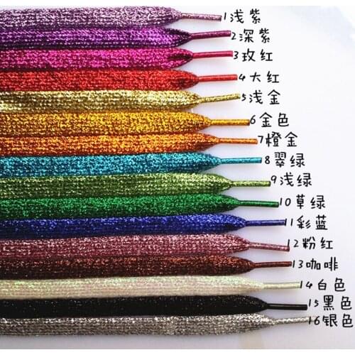 1 Pair Shiny Gold Silver Thread Shoelaces Sport Sneakers Flat Shoelaces Bootlaces Colors Shimmering 110cm Colored Shoe Laces