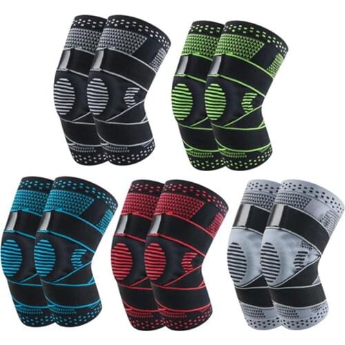 1Pcs Sport Basketball Running Knee Support Protect Weaving Knee Sleeves Spring Silicon Padded Protection Compression Knee Pads 9