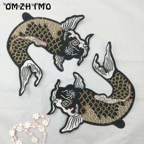 1PCS Big Fish Embroidered Patches Iron on Sewing for Clothes Applique Diy Accessories Suppliers Crafts Sticke