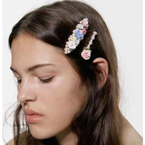 24set/lot 3pcs/set DIY Simple Multi Imitation Pearl Hair Clips Flowers Drill Hairpins Hair Styling Tools Accessories HA1580