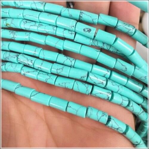 45pcs nature semi precious stone cylinder shape gem stone strings nature stone beads size 4x8mm tiger eye blue turquoisee green