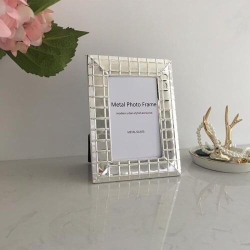 5/6/7/8 Inch Simple Style Desktop Stand Photo Frame Luxury Silver Plated Metal Photo Frame Picture Frames