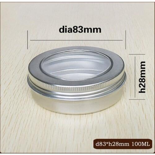 50pcs/lot 100g Aluminum Cosmetic Jar Visual Window Cap Screw Thread Cream Pot Lip Balm Mask Tin Ointment Hand Cream Box
