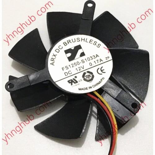 ARX FS1250-S1033A DC 12V 0.17A 50X50x10mm 3-Wire Server Cooling Fan