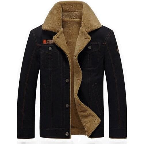 Pilot Bomber Jacket Men Cotton Cargo Coat Turn-down Collar Oversized Outwear Winter Thick Fleece Windbreakers Military Jacket