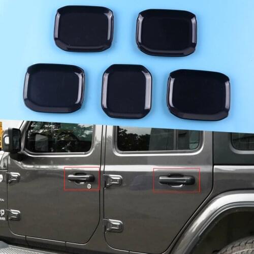 DWCX 5pcs Car ABS Glossy Black Exterior Door Handle Bowl Cover Cup Trim fit for Jeep Wrangler JL 2018 2019 4-Door