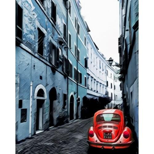 GATYZTORY 60x75cm Frame Red Car Diy Painting By Numbers Canvas Drawing Landscape Handpainted Gift Artwork Wall Decor