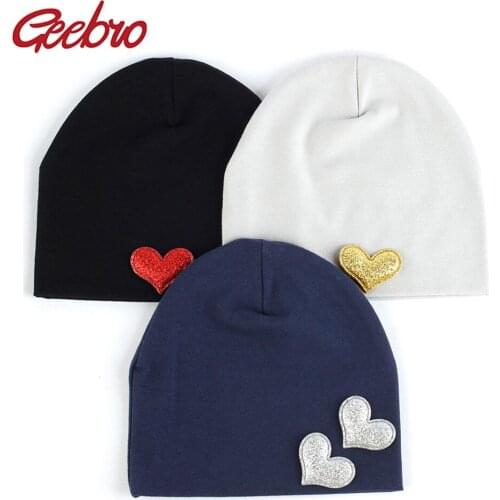Cotton Beanies Skull Cap Infant Baby Beanie Hat Solid Color With Heartshape Accessories Warm Spring Autumn For 0-3 Month