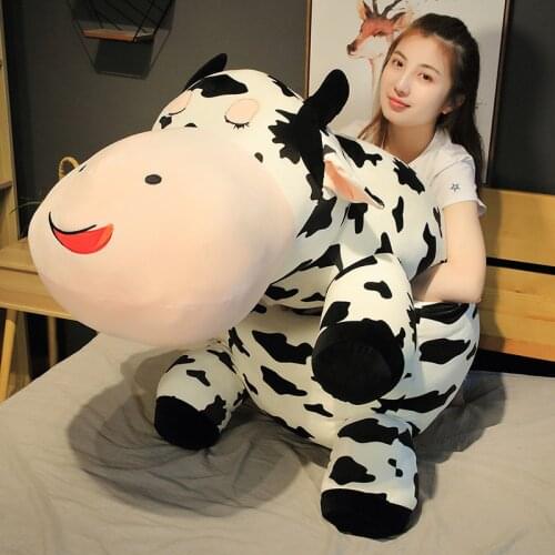80-120cm Giant Size Lying Cow Soft Plush Sleep Pillow Stuffed Cute Animal Cattle Plush Toys for Children Lovely Baby Girls Gift
