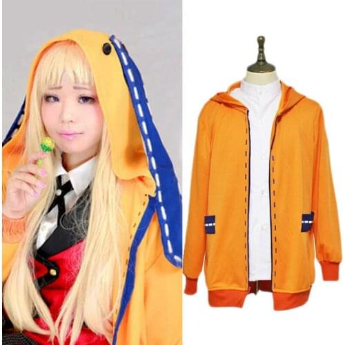 Kakegurui Yomotuki Runa Jabami Yumeko School Uniforms Orange Lolita Coat Cosplay Costume