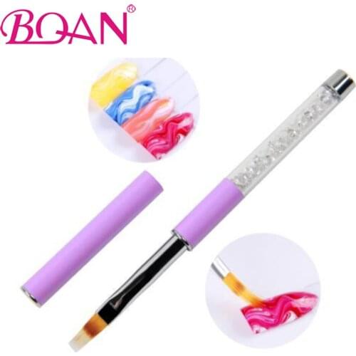 BQAN 1pc Nail Ombre Brush Nail Art Painting Pen Brush UV Gel Polish Rhinestone Crystal Acrylic Nail Drawing Pen For Professional
