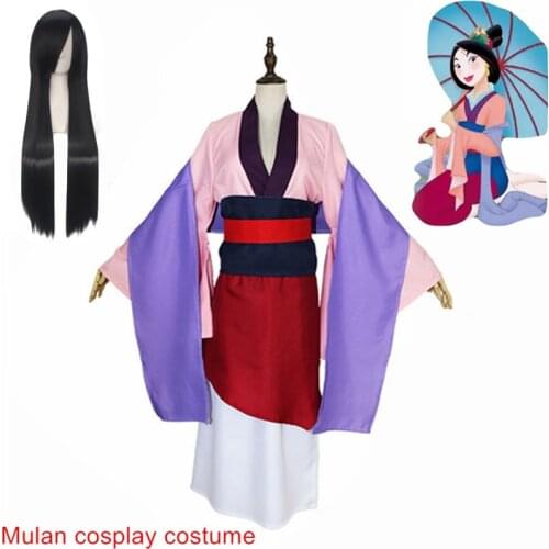 Princess Mulan Costume for Girls Movie Dresses Ralph Breaks Internet Mushu Dragon Cosplay Skirt Wig