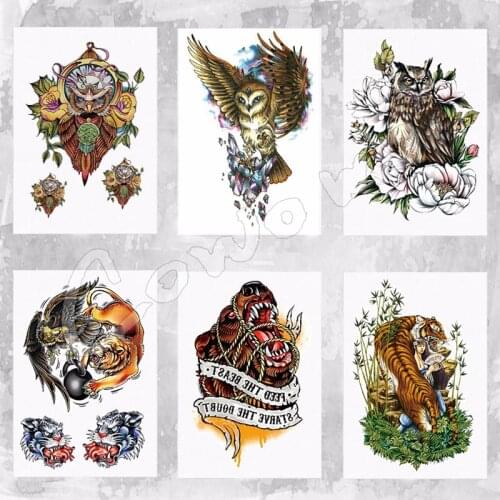 Beautiful Cute Sexy Body Art Beauty Makeup Cool Owl Waterproof Temporary Tattoo Stickers for Girls and Man