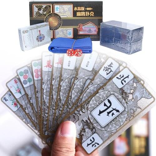 Crystal Mahjong Set Waterproof Lightweight Poker Playing Card Suit for Mahjong Lovers and Beginners