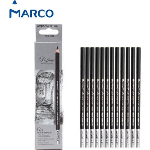 Marco Fine Art 12 Pieces/Box Artist Charcoal Sketching Pencil Wooden Non toxic Pencil for Drawing