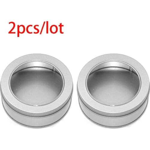 Mini Metal Box Empty Aluminium Cosmetic Container Pots Jar Tins Silver Clear Top View Window Makeup DIY Cream Cosmetic Box