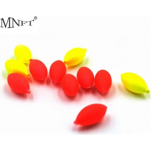 MNFT 100Pcs Oval Mini Fishing Float Bobber Rig Making Fishing Floating Beans Red/Yellow Striking Beads With Hole No Stopper