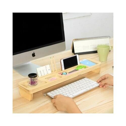 Multifunctional computer keyboard rack, wooden table top sundries sorting rack 52*12*4cm