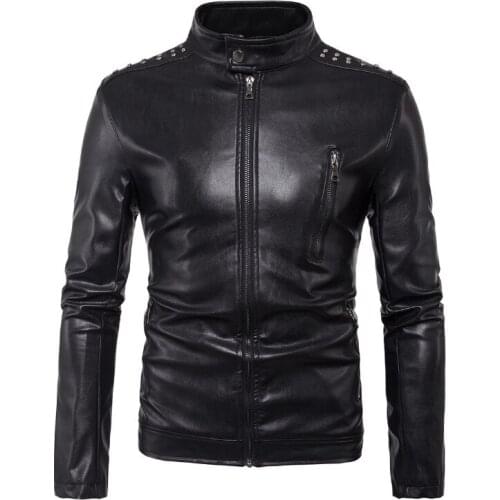 New Brand Leather Jackets Men Rivet Decoration Handsome Motorcycle Leather Jackets Fashion Zippers Leather Jacket Male 5XL