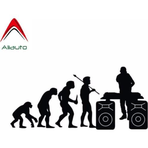 Aliauto Personality Car Sticker Human Evolution DJ Music Automobiles Motorcycles Accessories PVC Decal for VW Passat B6,15cm*7cm