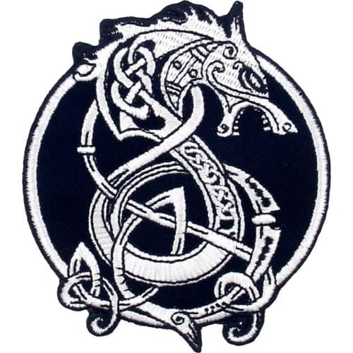 Embird patches Embroidered iron on clothing patch Monster Wolf of Norse Mythology 3D embroidery patches for hats patch