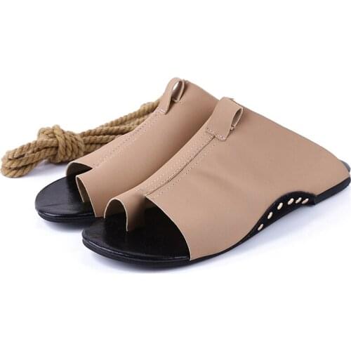 2020 New Flats Shoes Leather Gladiator Zapatos Mujer Summer Sandals Women Ankle Strap Sandals Femme Slippers Beach Flip Flops