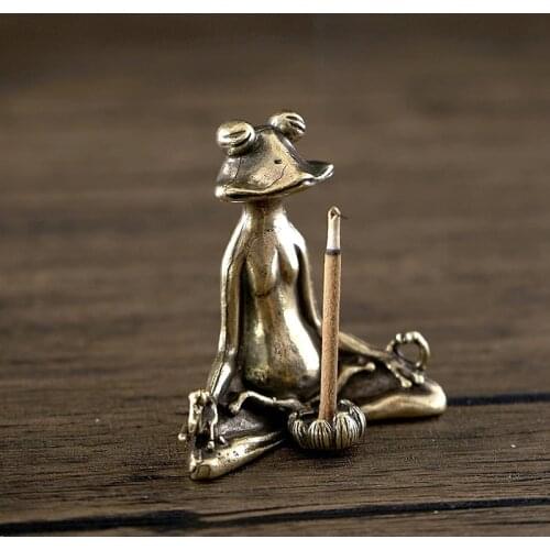 New Hot Frog Copper Incense Stick Holder with Lotus Leaf Ash Catcher Handmade Incense Holder for Home Yoga Office Fragrance