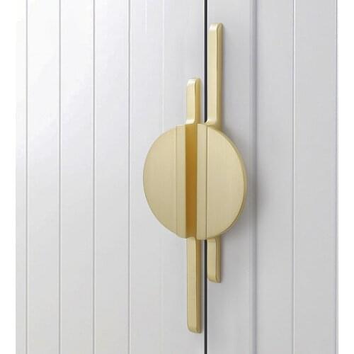 HXS Simple Creative Half Round Gold Cabinet Pulls Kitchen Door Handle Bedroom Decor Zinc Alloy Solid Furniture Handles Hardware