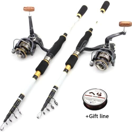 NEW 2.1m2.4m2.7m Rod Reel Combos telescopic Spinning fishing rod Spinning Reels set carbon Pikes fish Pikes fish trout rods