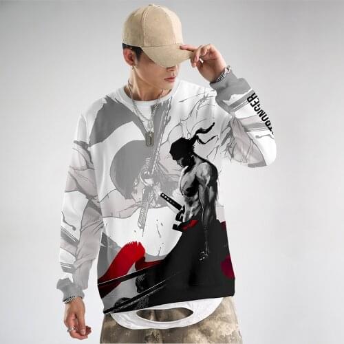 New Chinese Style Casual White Hip Hop Street wear Sweatshirts Men Pullover Male Plus Size
