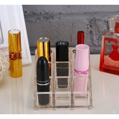 New Clear 9 Grids Makeup organizer Lipstick Storage box Plastick Lip rack Holder Cosmetic Organizer box Cheap