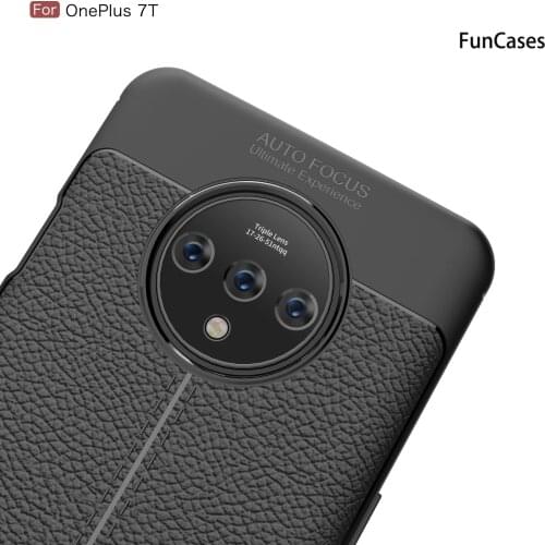Solid Color Cell Cover For telefon OnePlus 7T Transparent Lychee Pattern Shell Case sFor Fundas OnePlus telefoon 1+ 7T Csse 1+7t