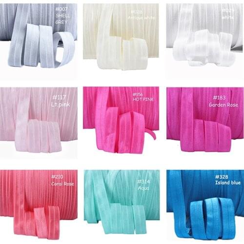 Factory wholesale foe, 50 yards per lot solid color nylon fold over elastic ribbon roll, more than 100 colors for selecting