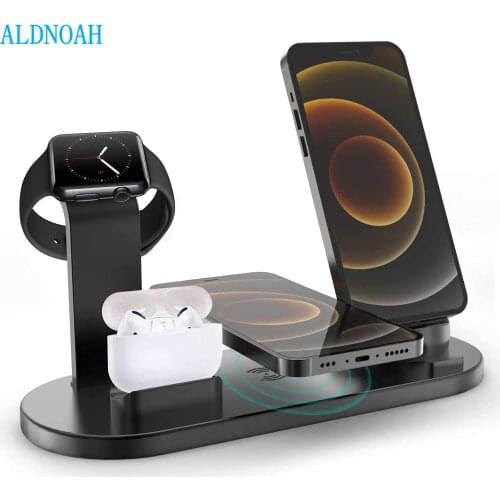 ALDNOAH Charging Dock Stand For iPhone 12 11 XS MAX XR X 8 Plus Airpods Pro Apple Watch SE 6 5 4 3 Fast Wireless Charger Station