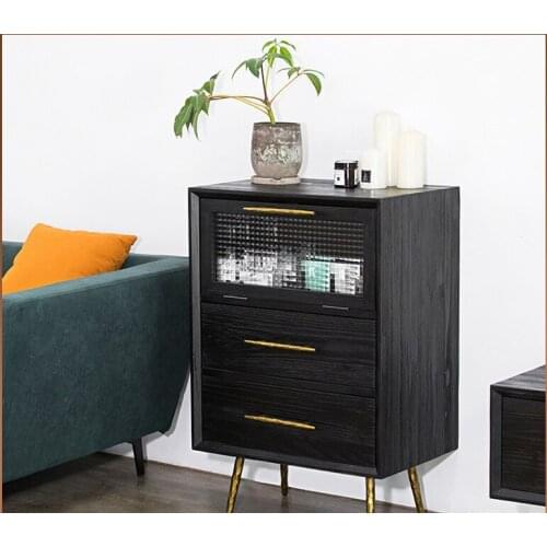 Louis Fashion Bedside Table Light Luxury Solid Wood Living Room Storage American Retro Home Kitchen Bedroom Multifunctional