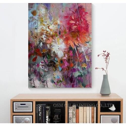 Professional Artist Handmade High Quality Colorful Abstract Flower Oil Painting on Canvas Rich Colors Canvas Flower Art Painting