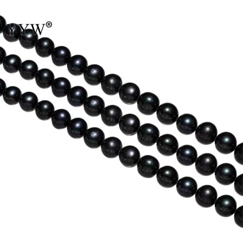 Clearance Cultured Round Freshwater Pearl Beads black 9-10mm Approx 0.8mm Sold Per Jewelry Making DIY Necklace Bracelet Gift