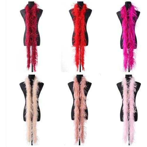 2 meter Multicolor Ostrich Feathers Boa 1ply HIGH Quality Fluffy Costumes / Trim for Party / Costume / Shawl