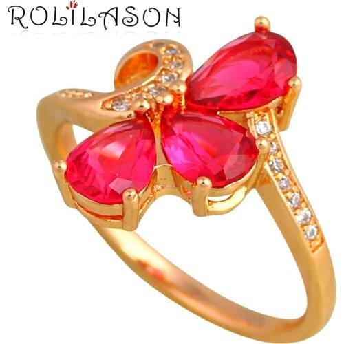 ROLILASON Amazing Rings Gold Tone Rings for Women Rose Zircon Fashion Jewelry Rings USA Sz #5.5#6#7#7.5#8.5#10 JR2132