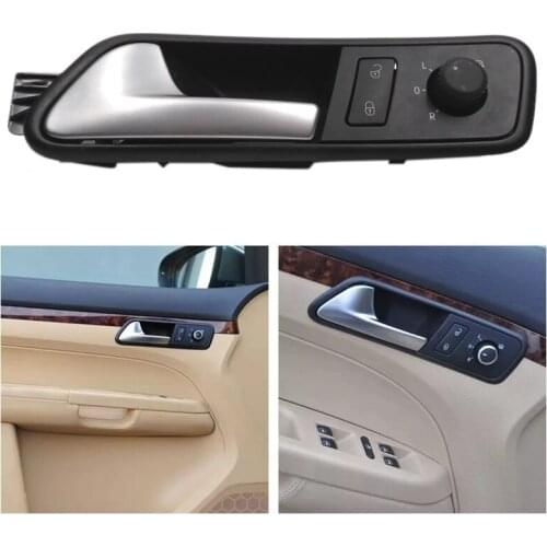 Car Inside Door Handle with Safety Door Lock Switch and Rearview Mirror Control Knob Switch for Touran 05-12