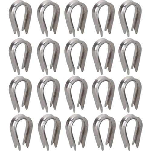 Silver Tone M4 304 Stainless Steel Galvanized Wire Cable Rope Thimble Winch Wire Loop Pack of 50