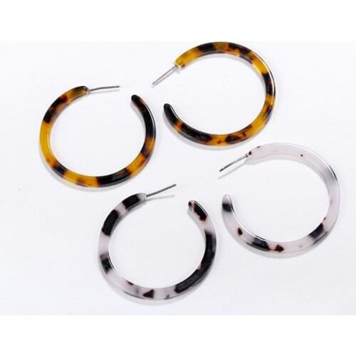 Y166 Acrylic Marbled Earring Leopard Round Hoop Earrings Women Tortoise Shell Jewelry
