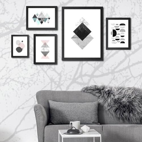 Nordic Modern Simple Abstract Colored Geometric Painting Hotel Restaurant Home School Porch Decorative Painting Poster Art Wall