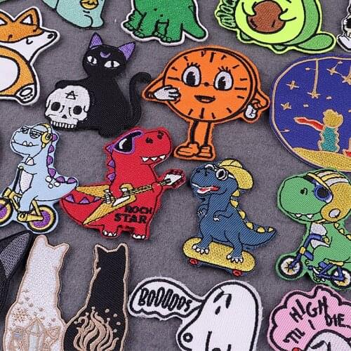 Lovely Animal Dinosaur Patch Iron on Patches For Clothing Miss Minutes Badges Clothing Thermo Adhesive Patches On Clothes Decor