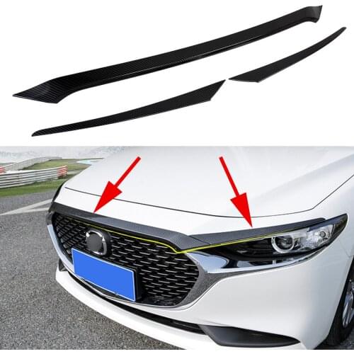 Exterior Carbon Fiber Front Engine Hood Bonnet Bumper Stricker Cover Trim Protector Accessories Fit For Mazda 3 Axela 2019 2020