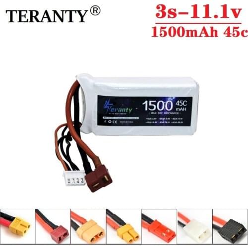 High Power 3S Lipo Battery 11.1v 1500mAh 45C Rechargeable Battery For RC Car Boat Airplane Helicopter Drones With T/XT60/JSTPlug